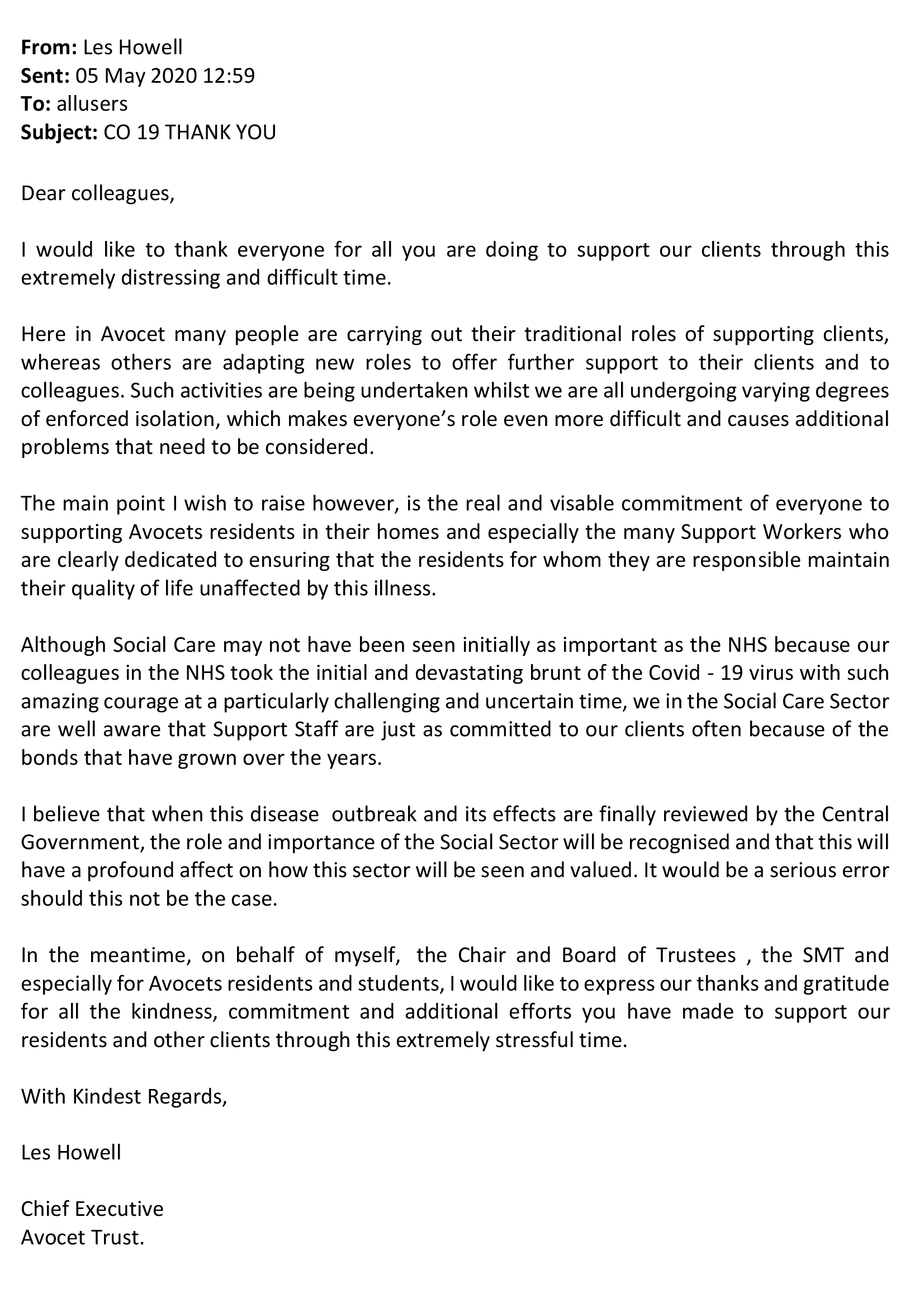 Covid19 Thank you Avocet